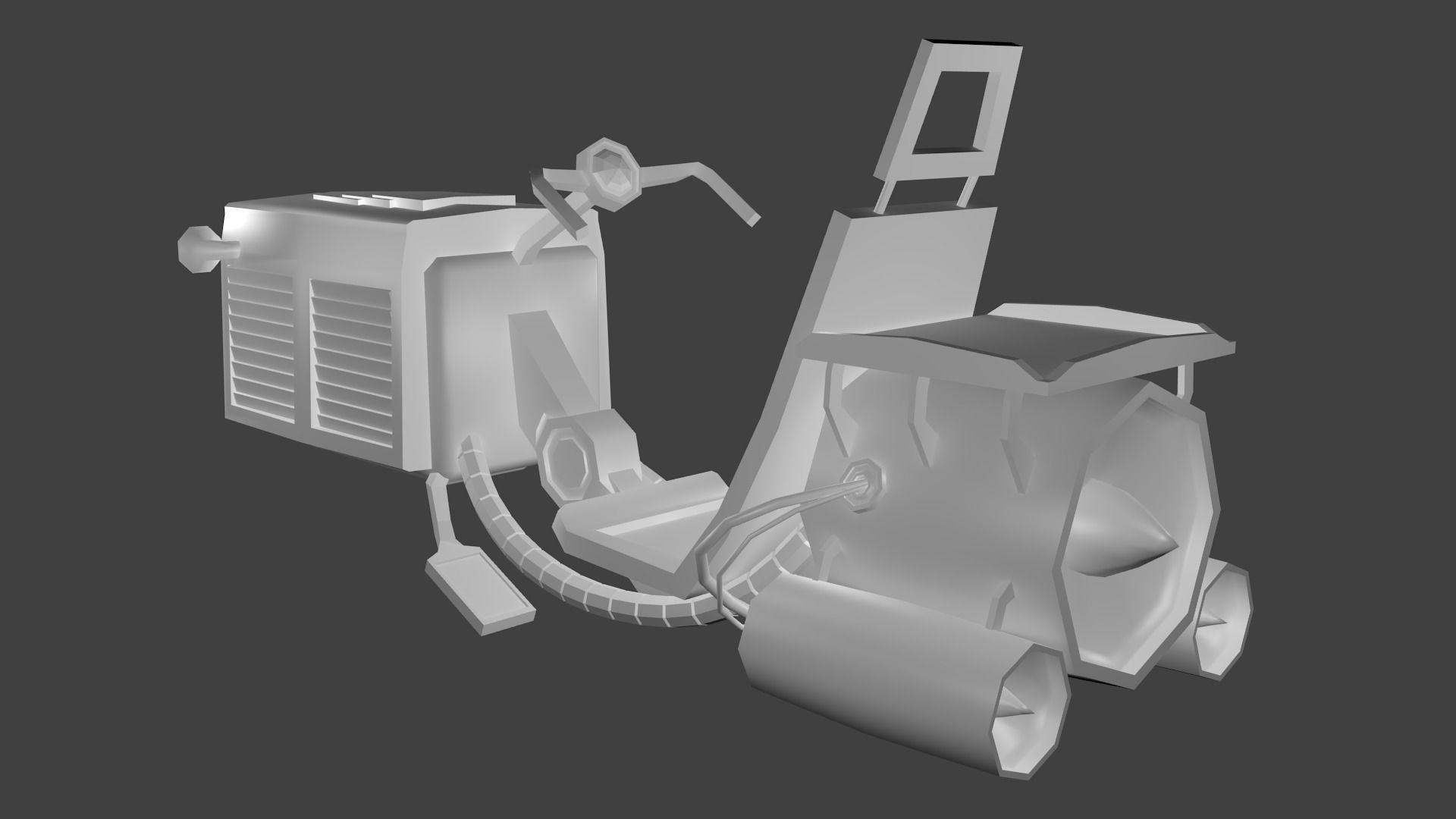 Low Poly Scooter motorcycle with air conditioning unit Free low-poly 3D model_2