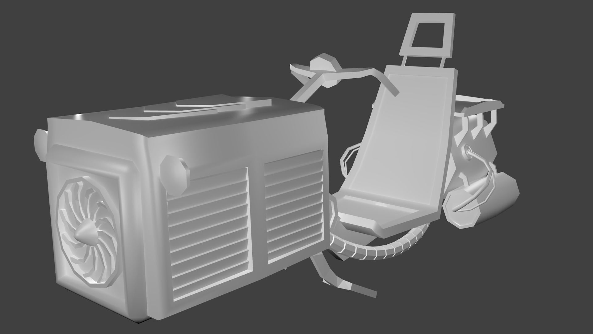 Low Poly Scooter motorcycle with air conditioning unit Free low-poly 3D model_0