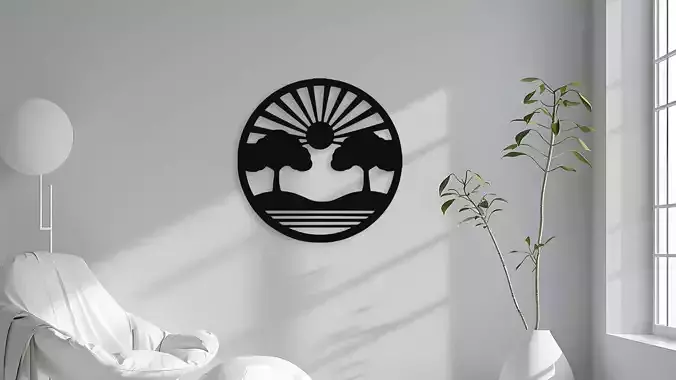 Serene Nature Scene Circular Wawallll Art