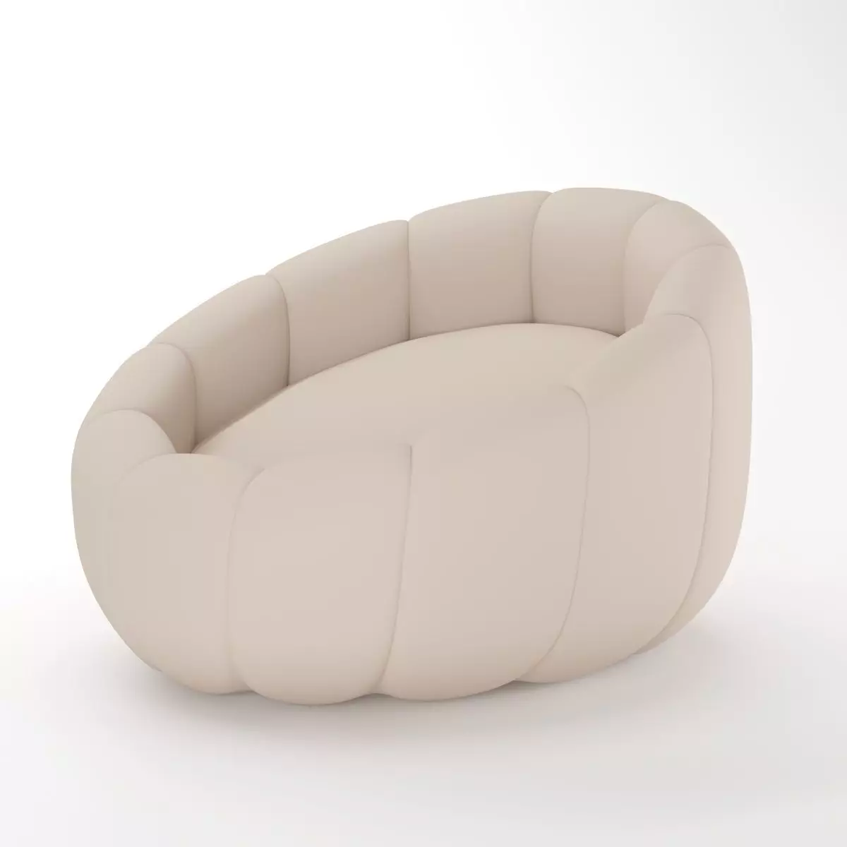 Contemporary Padded Sofa 3D Model - Cozy Rounded Design Free 3D model