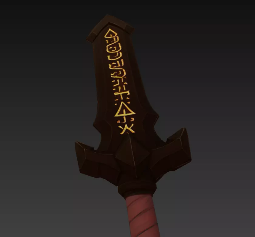 Voidblade - Stylized Fantasy Sword with Techno-Rune Details 3D model_4