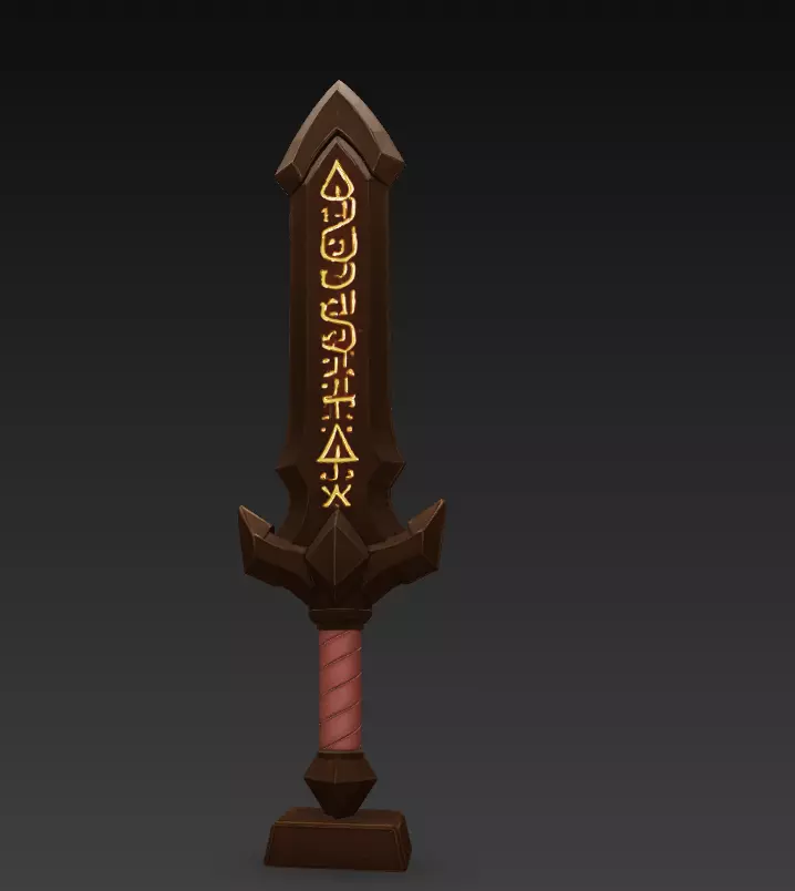 Voidblade - Stylized Fantasy Sword with Techno-Rune Details 3D model_0