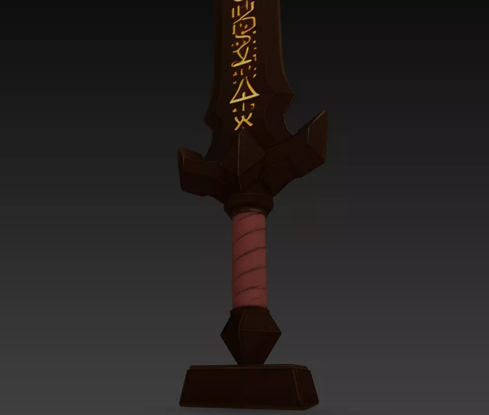 Voidblade - Stylized Fantasy Sword with Techno-Rune Details 3D model_7