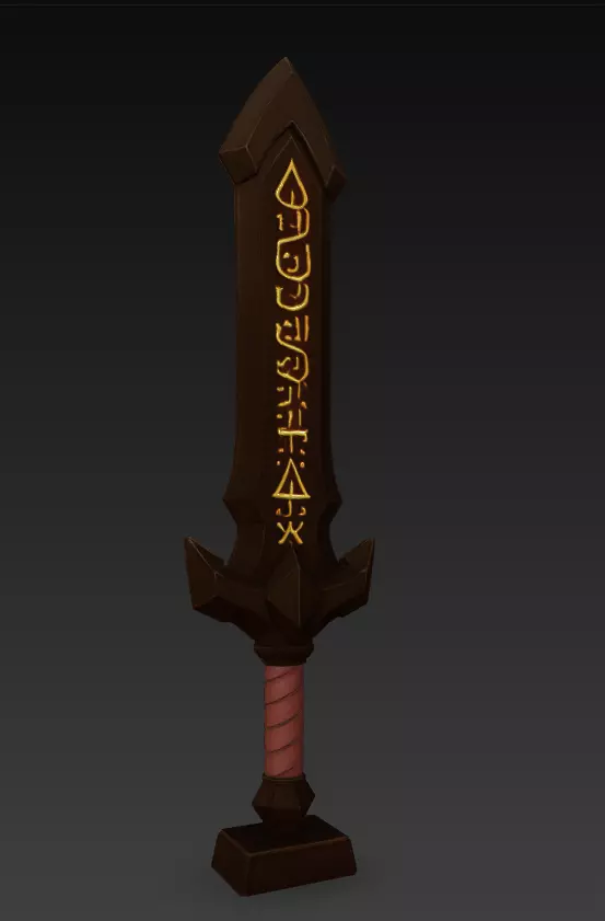 Voidblade - Stylized Fantasy Sword with Techno-Rune Details 3D model_1