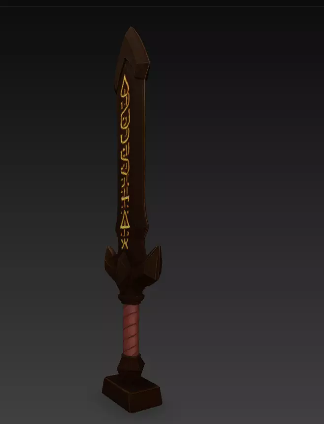 Voidblade - Stylized Fantasy Sword with Techno-Rune Details 3D model_2
