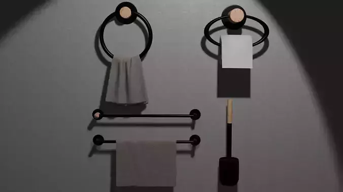 Modular Modern Bathroom Accessory Set 3D model