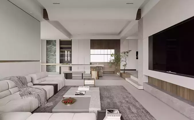 Villa s living room and dining room 3D model