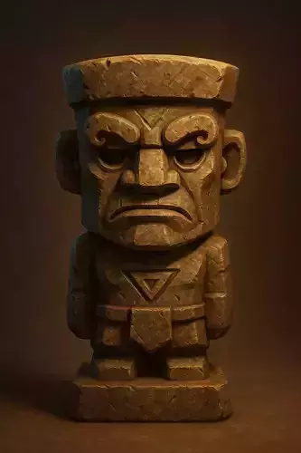 Tribal Guardian Idol - Stone Sculpture 3D Model for Print