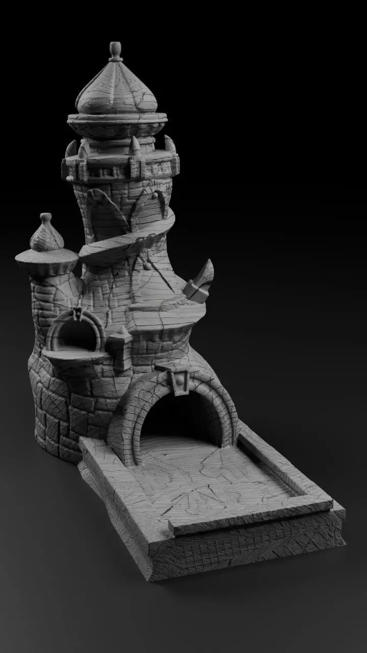 Dice Tower STL inspired by Enchanted towers from Spyro 3D print model_0