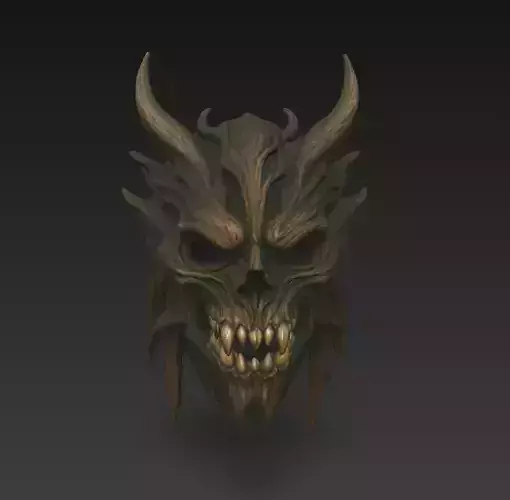 Demonic Tree Mask - Stylized Skull Horror Prop 3D Model