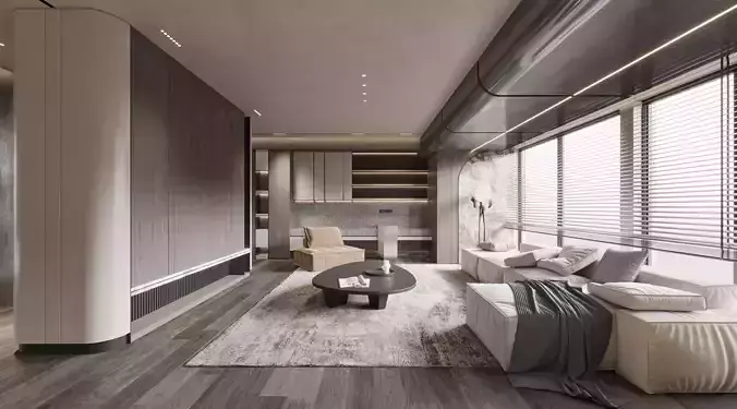 Villa s living room and dining room 3D model