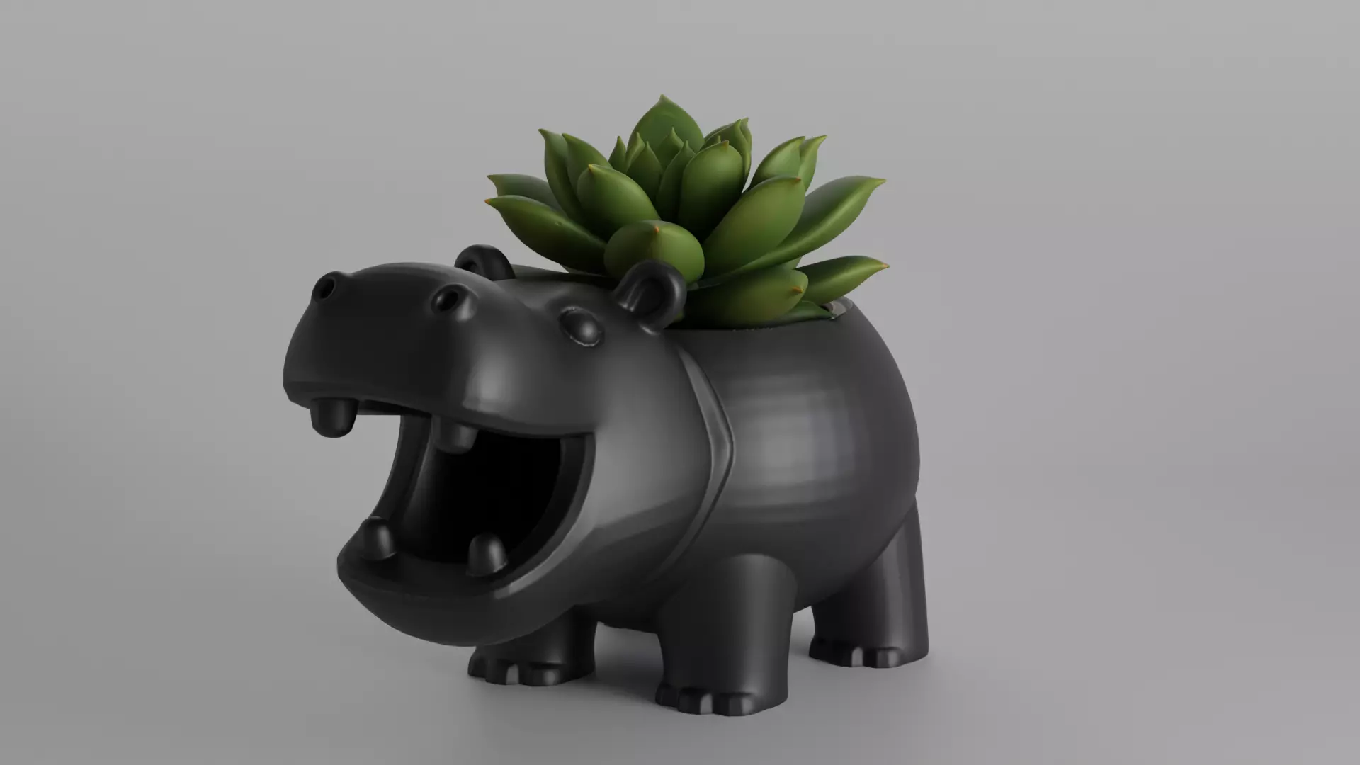 Cute Hippo Planter STL File for Succulents 3D print model