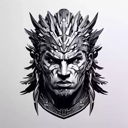 Tribal Warrior Head Bust 3D Model Low-poly 3D model Tribal Warrior Head Bust 3D Model Low-poly 3D model