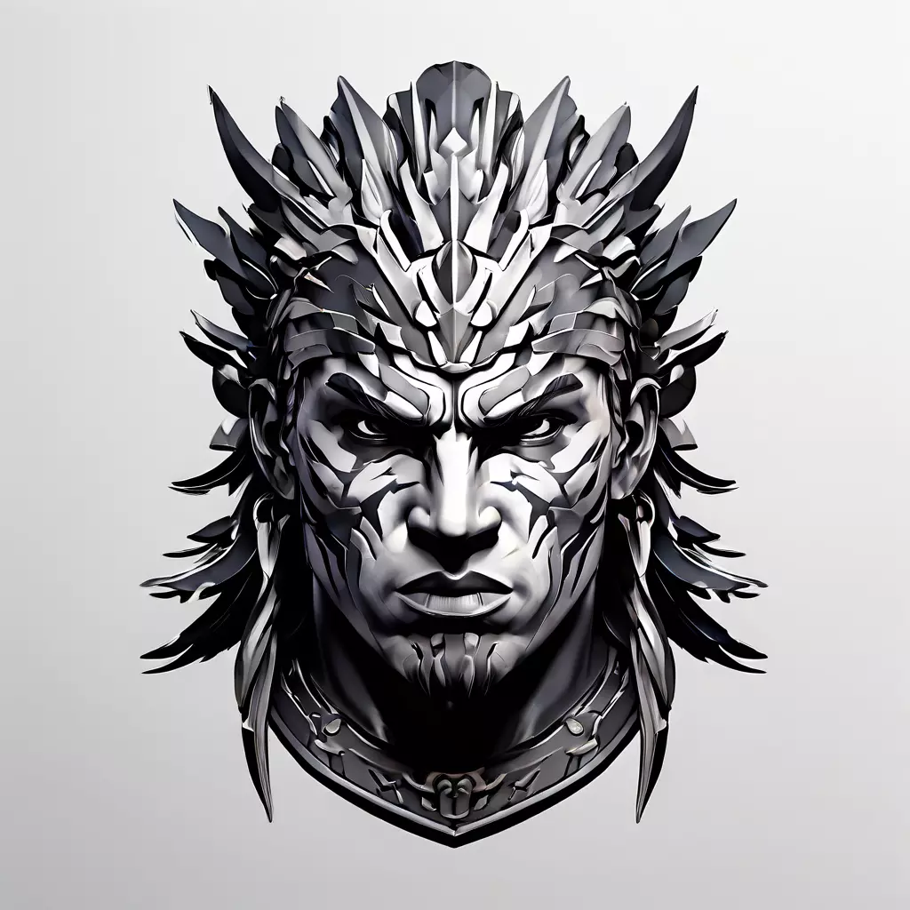 Tribal Warrior Head Bust 3D Model Low-poly 3D model_0