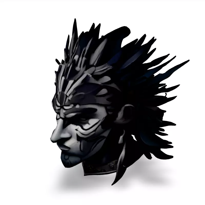 Tribal Warrior Head Bust 3D Model Low-poly 3D model_1