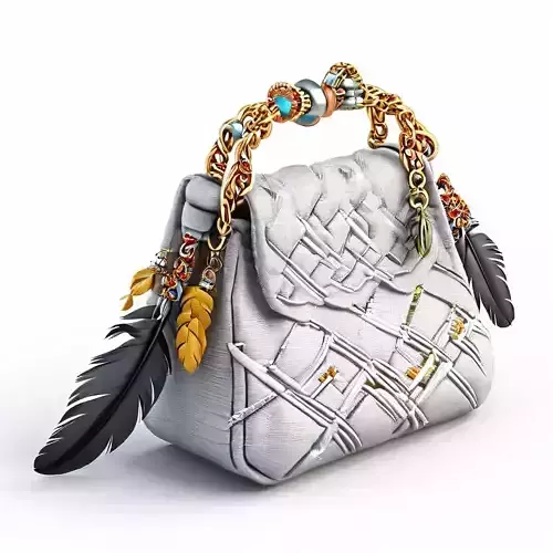 Stylish Woven Handbag with Charms Low-poly 3D model