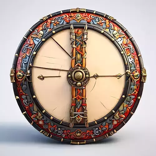 Stylized Fantasy Viking Shield Low-poly 3D model