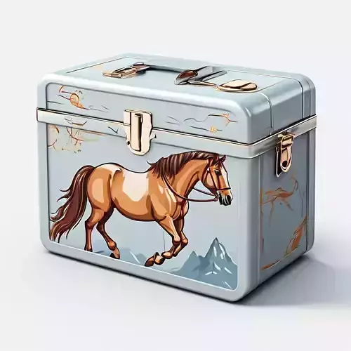 Vintage Metal Horse Decor Box Low-poly 3D model
