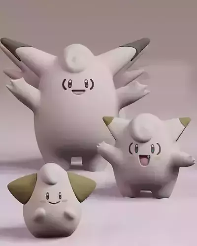 Cleffa Clefairy Clefable Pokemon Fanart 2 poses each