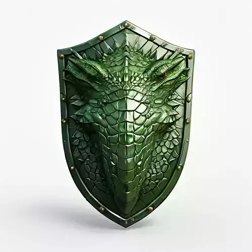 Green Dragon Shield LowPoly Game Asset Low-poly 3D model