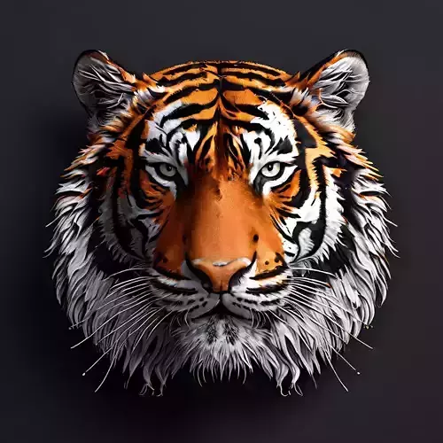 Realistic Tiger Head 3D Model Low-poly 3D model