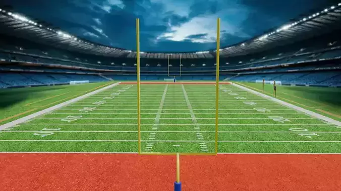 Realistic NFL Football Field   3D Model   Functional Down Marker Low-poly 3D model
