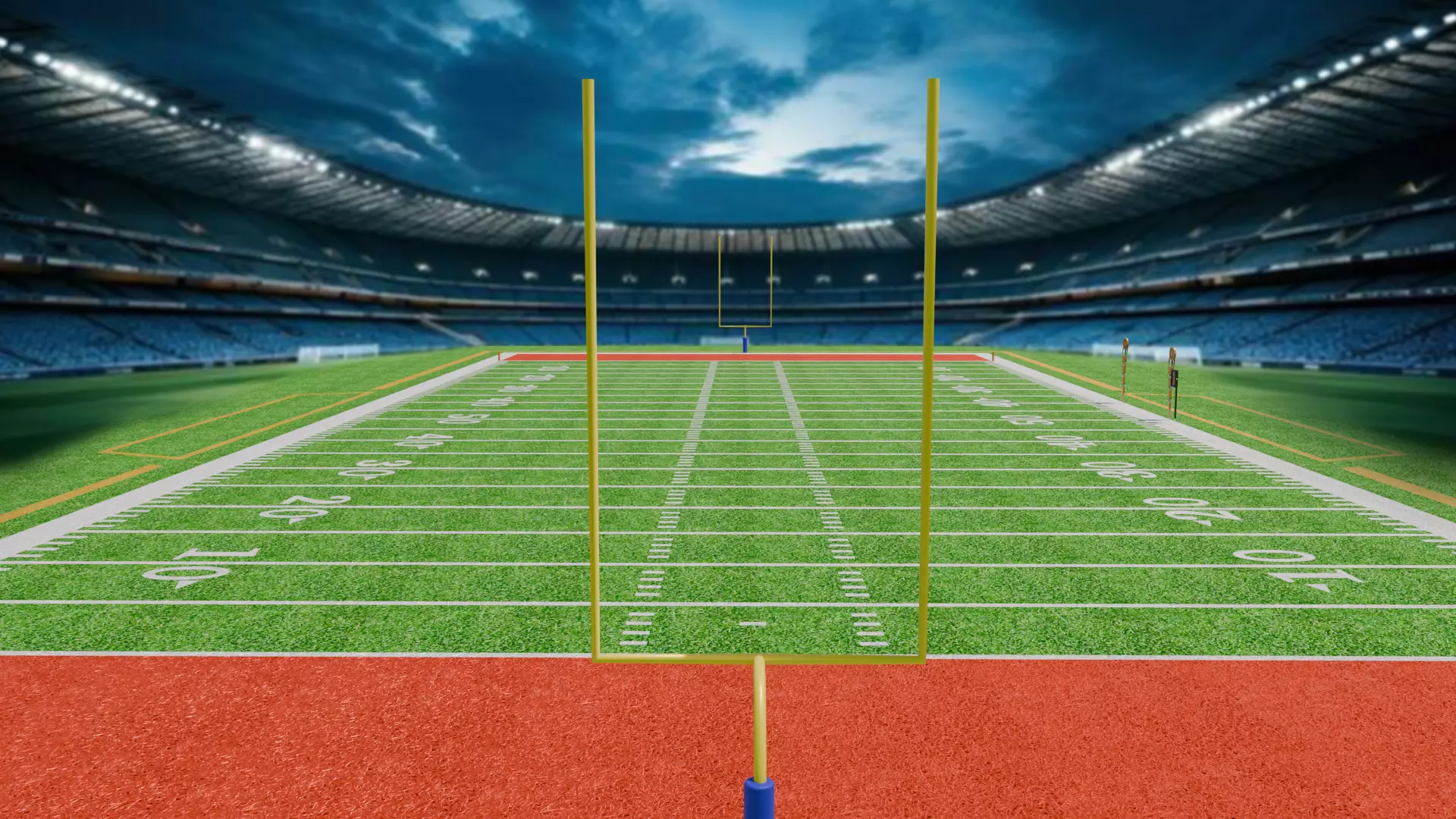 Realistic NFL Football Field 3D Model Functional Down Marker Low-poly 3D model