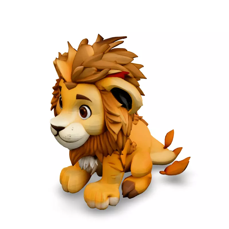 Adorable Cartoon Lion Cub 3D Model Low-poly 3D model_1