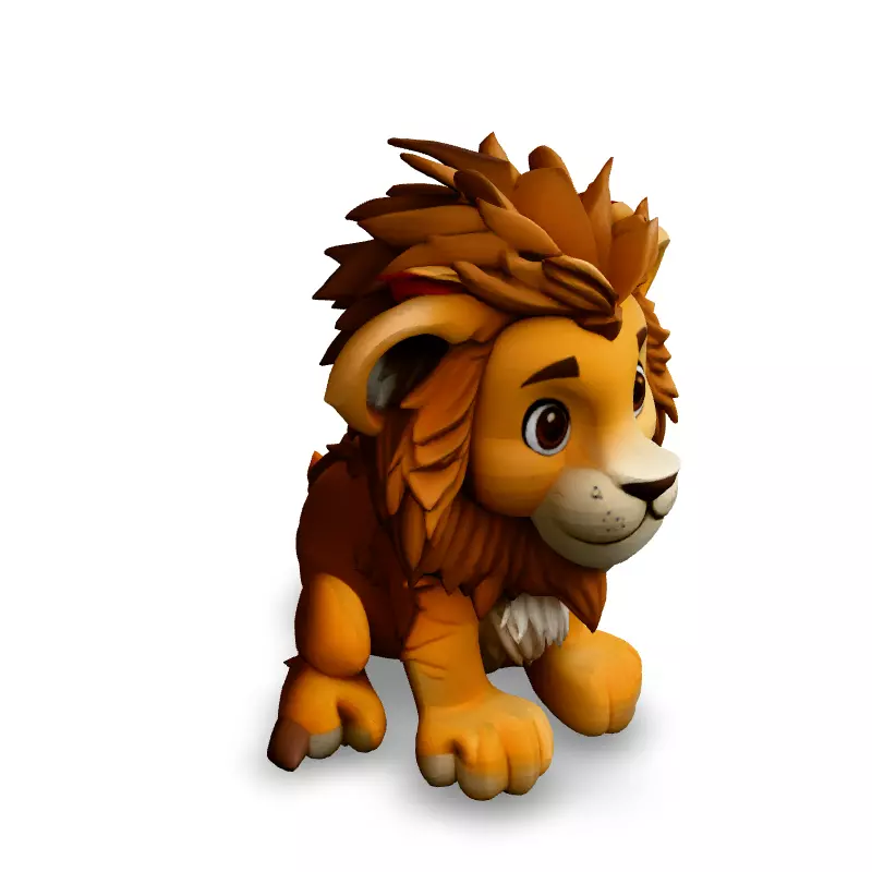 Adorable Cartoon Lion Cub 3D Model Low-poly 3D model_2