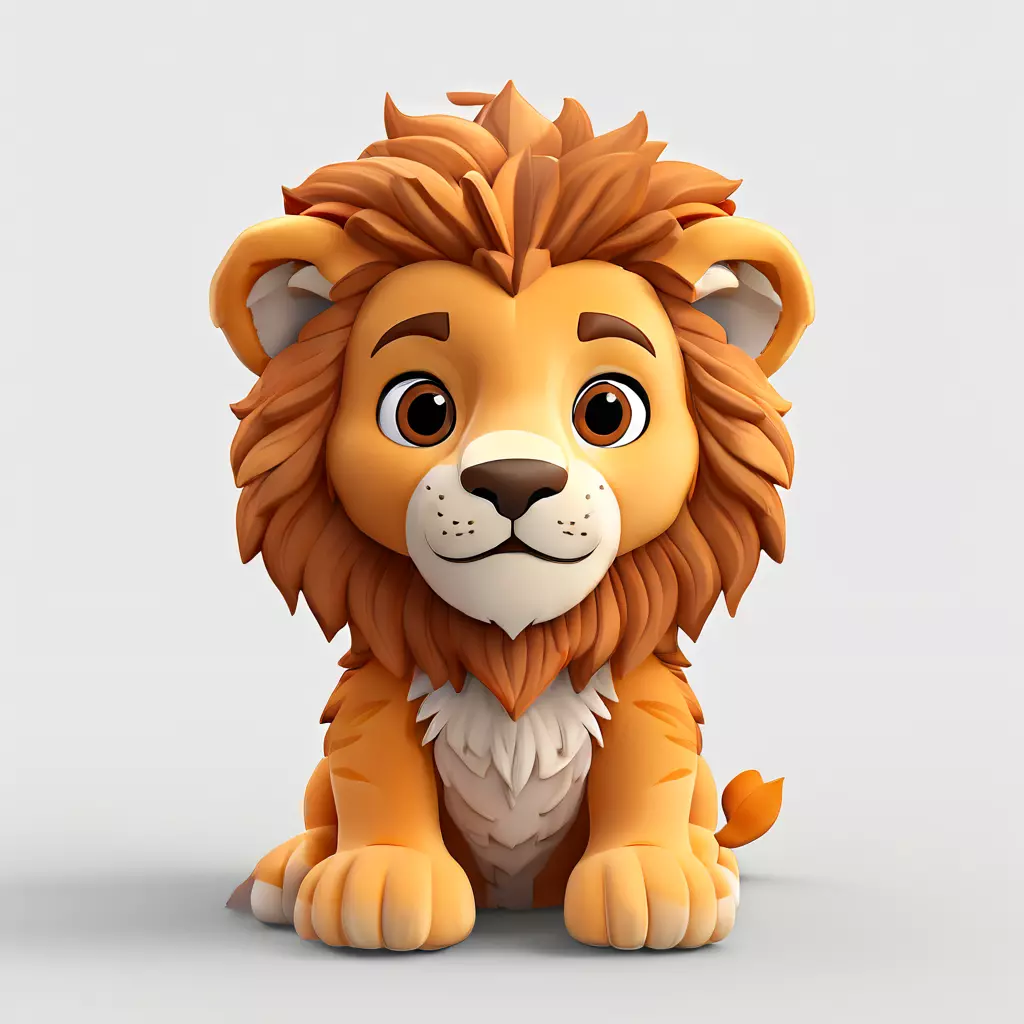 Adorable Cartoon Lion Cub 3D Model Low-poly 3D model_0