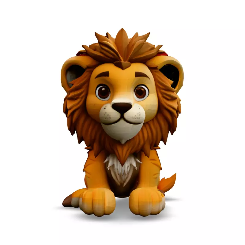 Adorable Cartoon Lion Cub 3D Model Low-poly 3D model_3
