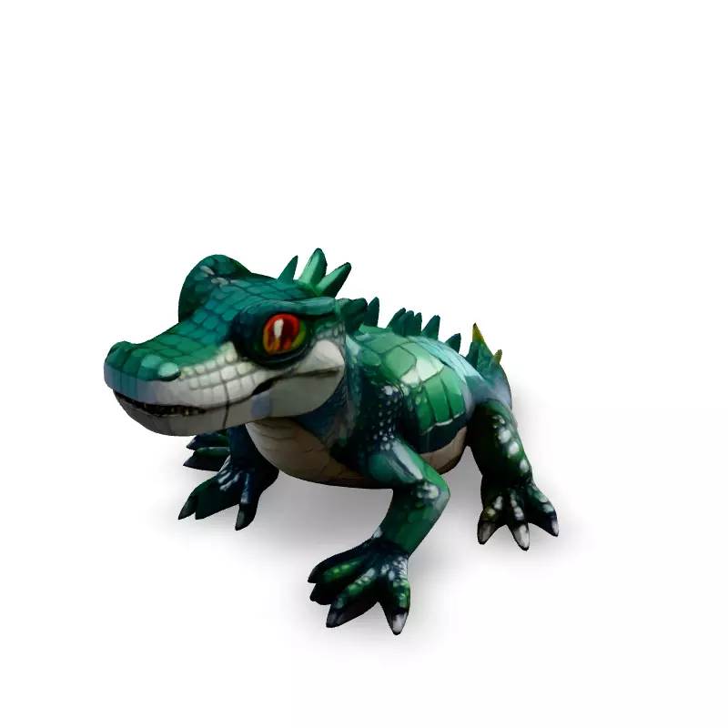 Stylized Cartoon Crocodile 3D Model Low-poly 3D model_1