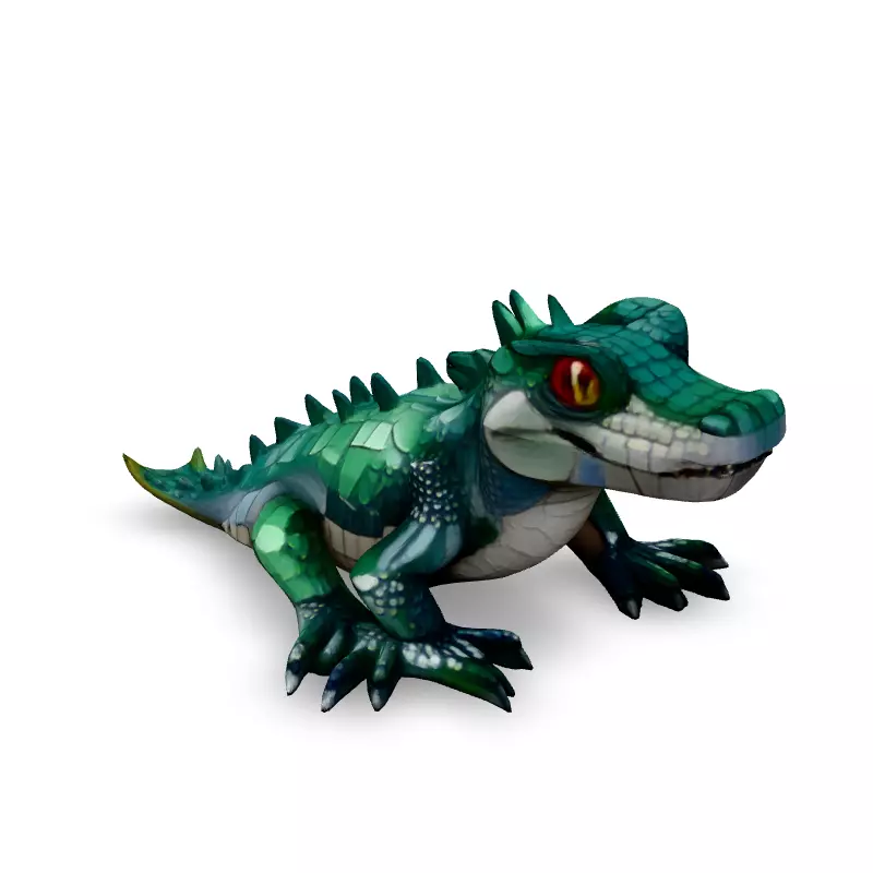 Stylized Cartoon Crocodile 3D Model Low-poly 3D model_2