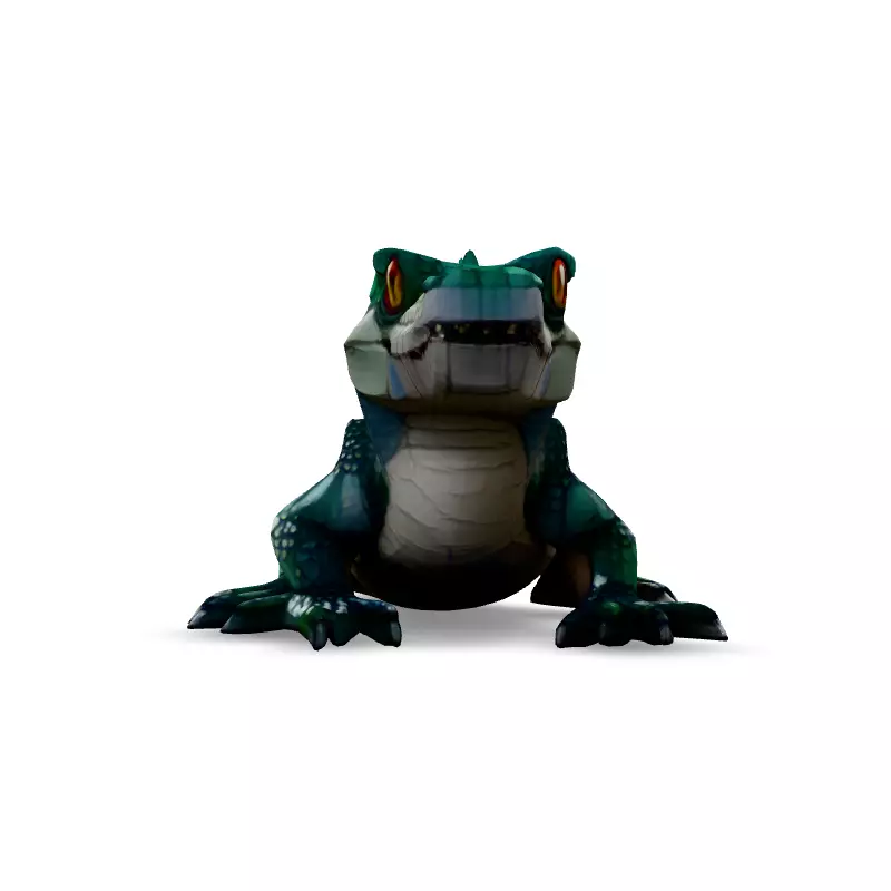 Stylized Cartoon Crocodile 3D Model Low-poly 3D model_3