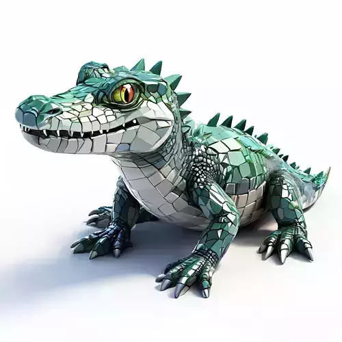 Stylized Cartoon Crocodile 3D Model