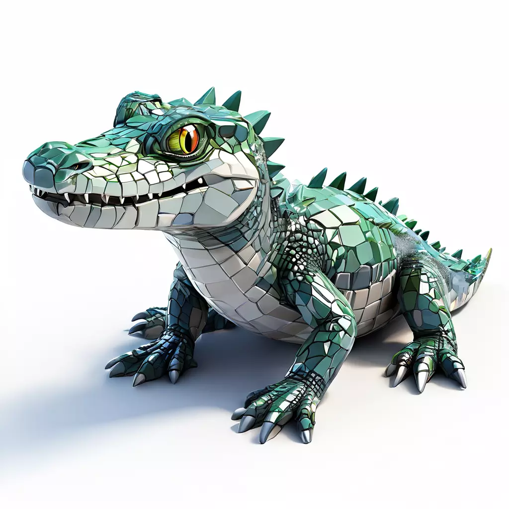 Stylized Cartoon Crocodile 3D Model Low-poly 3D model_0