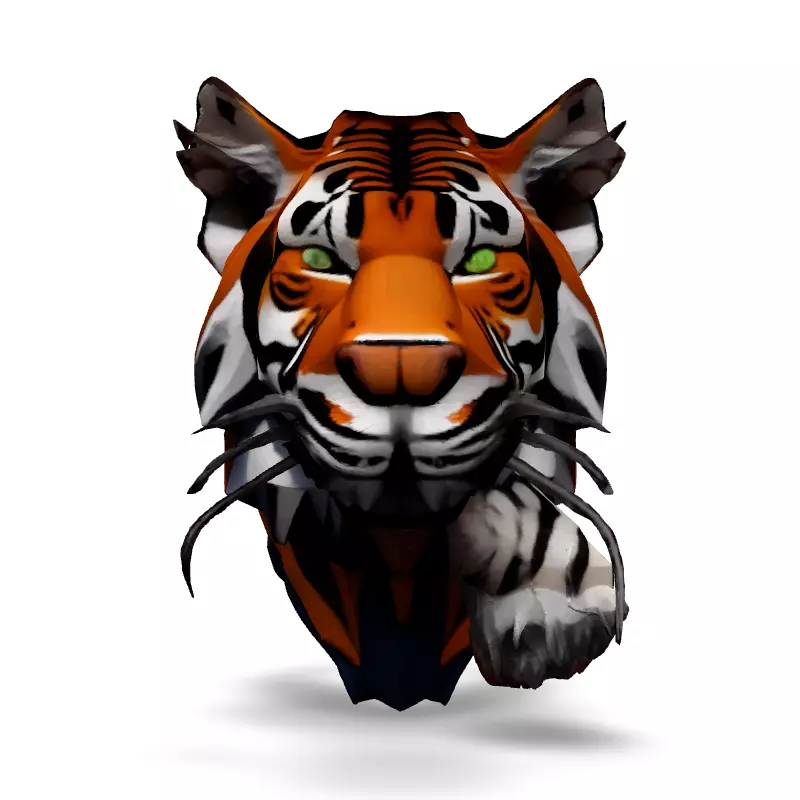 Low Poly Tiger Head 3D Model Low-poly 3D model_3