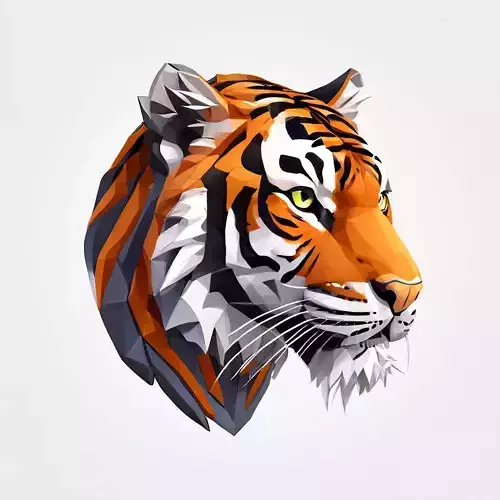 Low Poly Tiger Head 3D Model Low-poly 3D model
