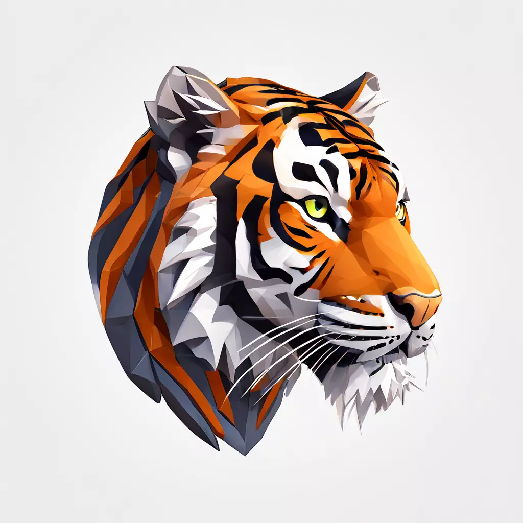 Low Poly Tiger Head 3D Model Low-poly 3D model_0