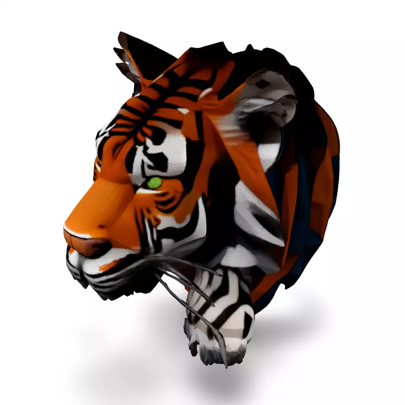 Low Poly Tiger Head 3D Model Low-poly 3D model_1