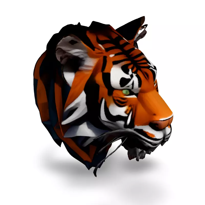 Low Poly Tiger Head 3D Model Low-poly 3D model_2