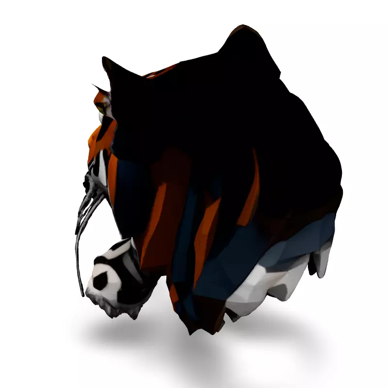 Low Poly Tiger Head 3D Model Low-poly 3D model_4