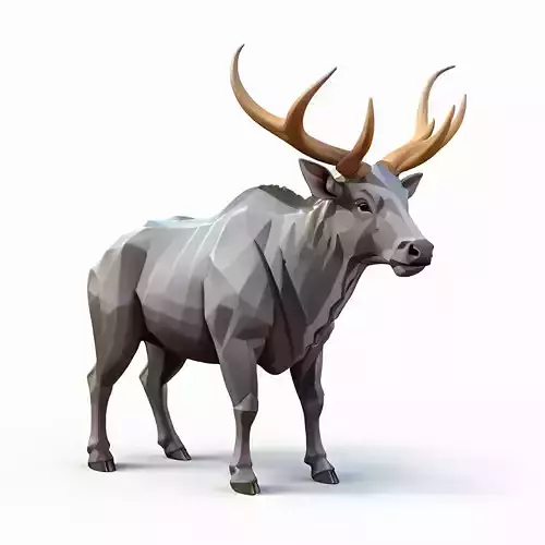 Low Poly Stylized Deer 3D Model Low-poly 3D model