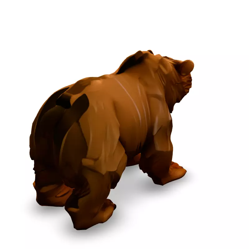 Low Poly Roaring Brown Bear Low-poly 3D model_5