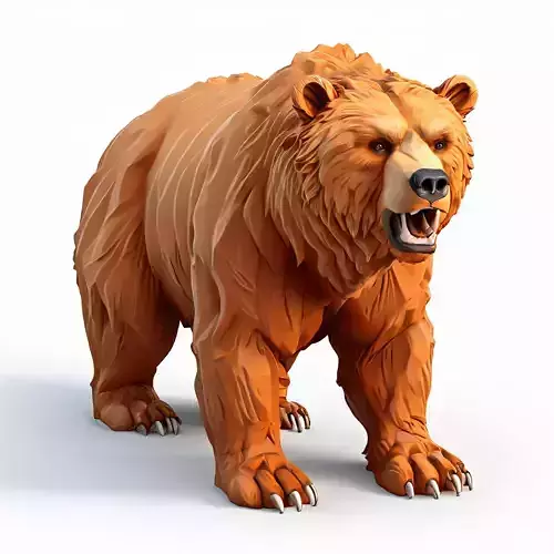 Low Poly Roaring Brown Bear Low-poly 3D model