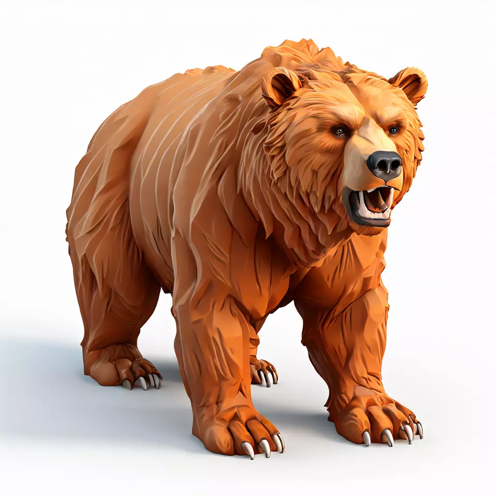 Low Poly Roaring Brown Bear Low-poly 3D model_0