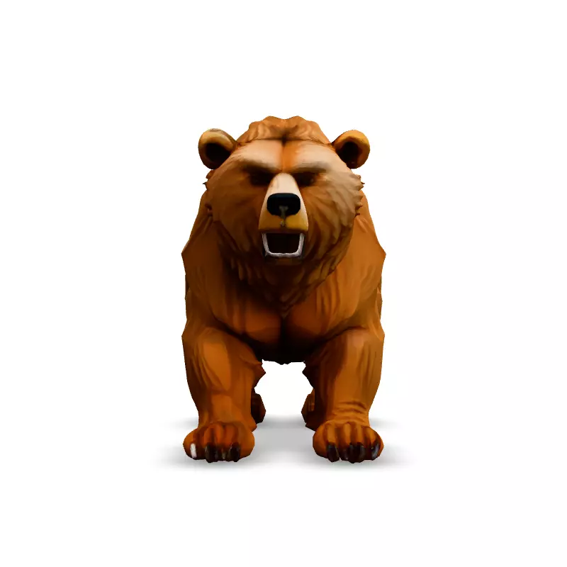 Low Poly Roaring Brown Bear Low-poly 3D model_3