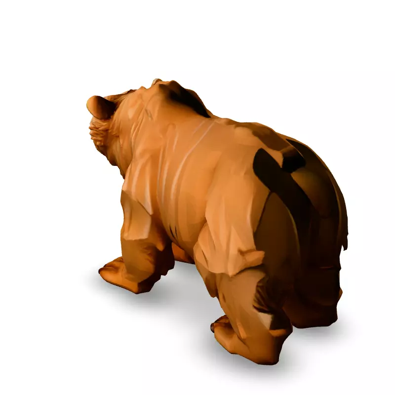 Low Poly Roaring Brown Bear Low-poly 3D model_4