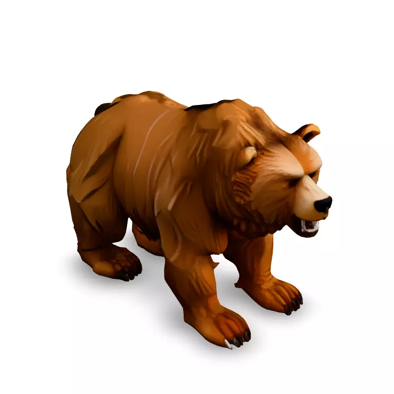 Low Poly Roaring Brown Bear Low-poly 3D model_2