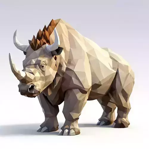 Low Poly Rhino Game Asset Low-poly 3D model